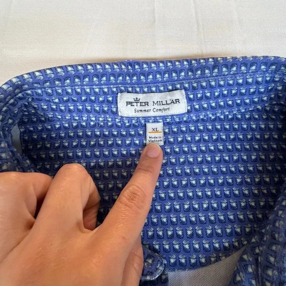 Peter Millar Men's Summer Comfort Polo Shirt Sz XL Blue Golf Casual - Picture 3 of 8